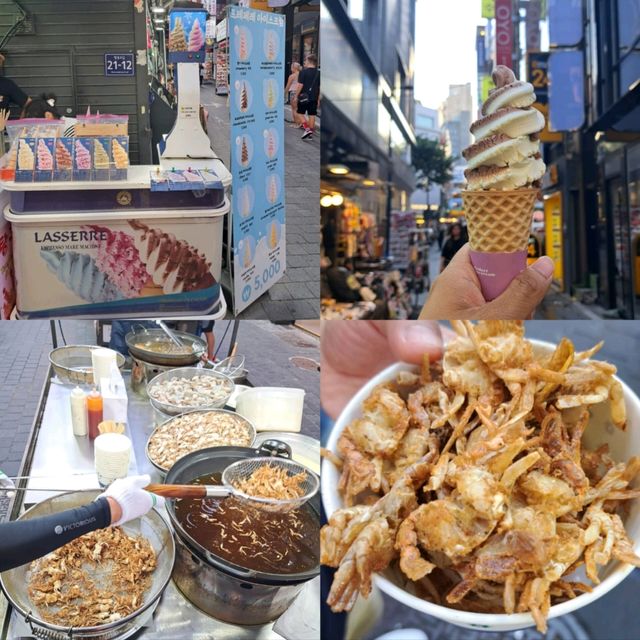 韓國明洞掃街介紹😍品嚐當地地道小食⭐炸軟殼蟹🦀雪糕最好食🍦