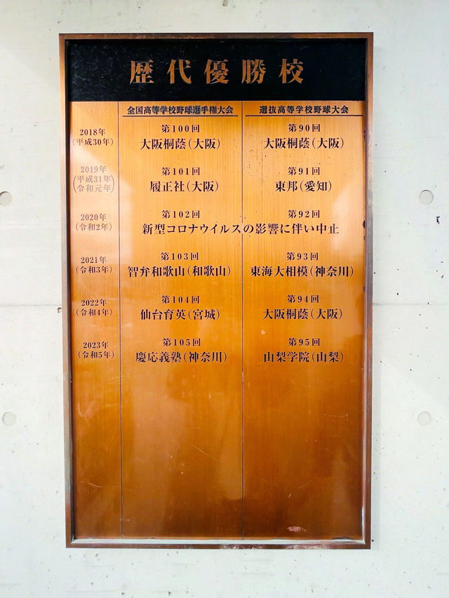 【兵庫県】歴代の優勝校が刻まれた野球塔