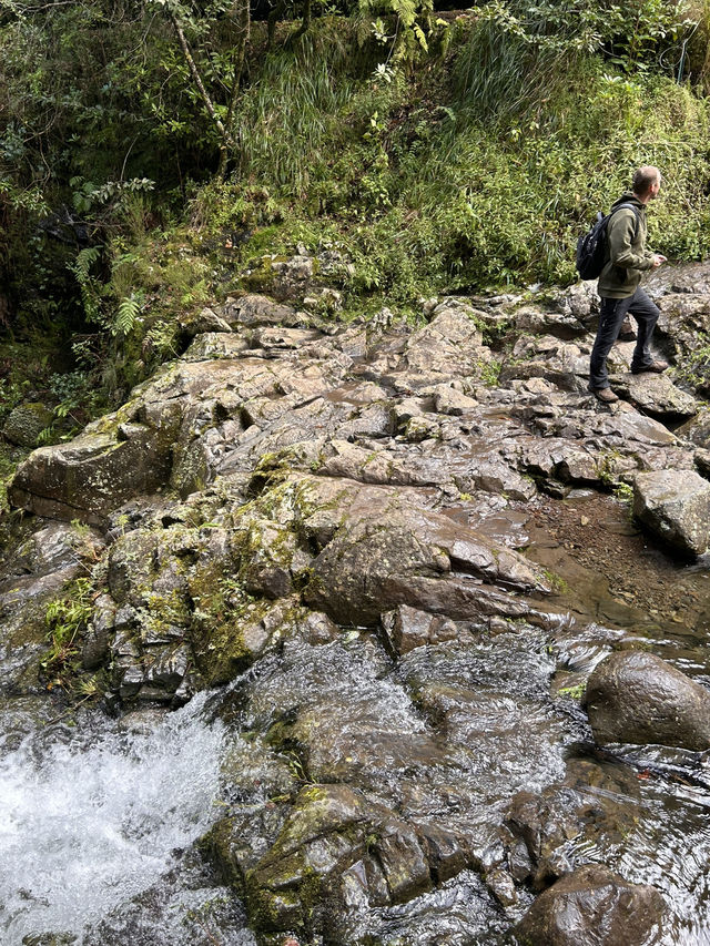 Crossing a waterfall 