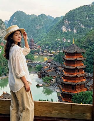 와, 인파를 피하세요! 구이저우 싱이 봉림 부이족, 산수 야경의 쌍절