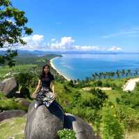 The breathtaking view of the long white shoreline of San Viente, Palawan