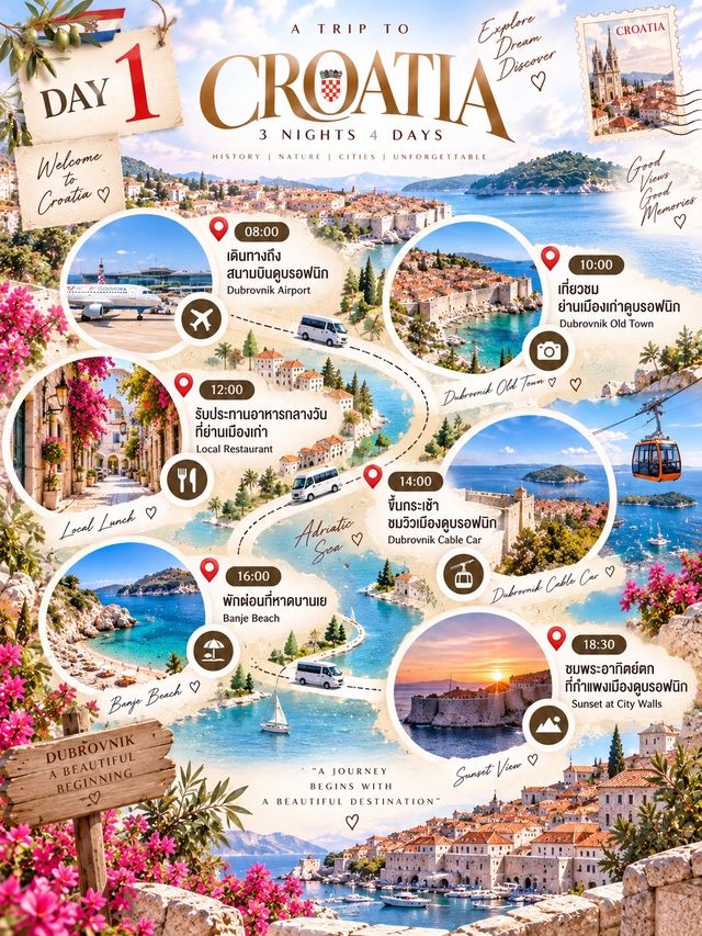 ✨🇭🇷 “โครเอเชีย…ประเทศที่เมืองเก่า ทะเลสีคราม และพระอาทิตย์ตกดิน สวยจนอยากหยุดเวลาไว้ตรงนั้น” 🌊☀️