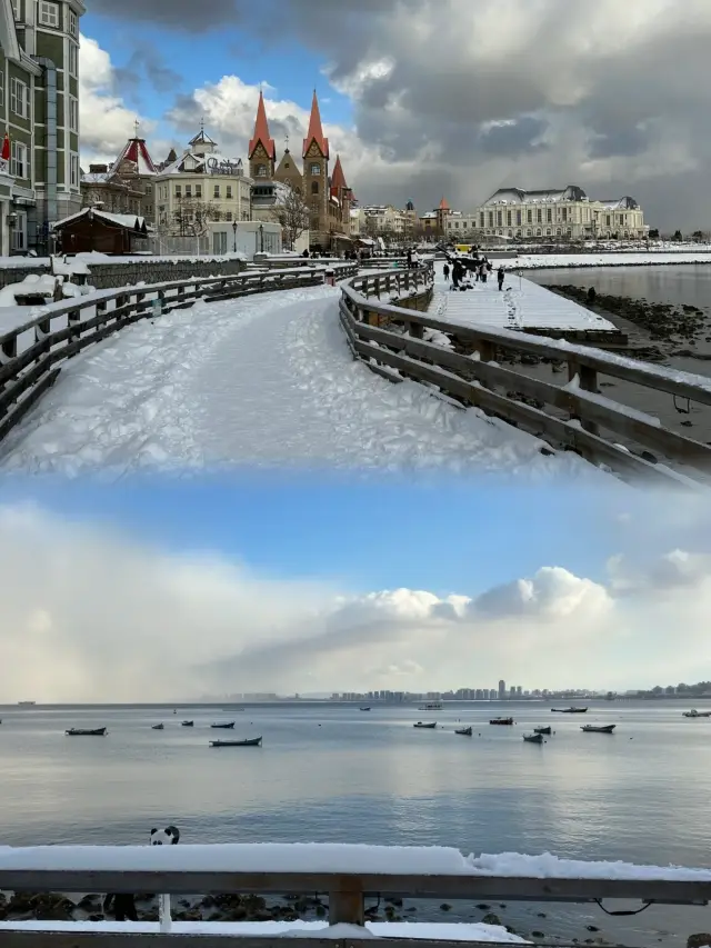 Yantai winter snow scene: A beautiful seaside fairy tale