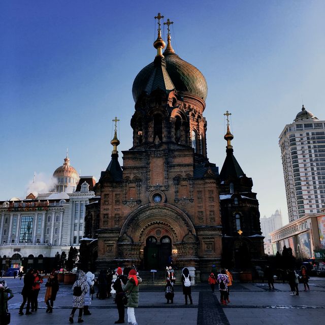 冰雪街頭漫步記—雪後中央大街和聖索菲亞教堂雪景。