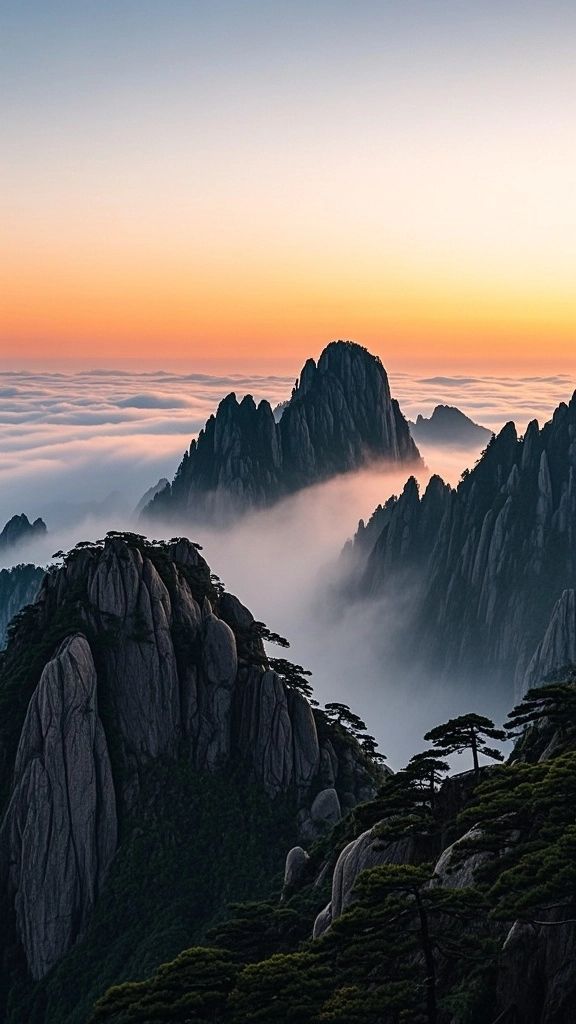 日出雲海黃山絕景