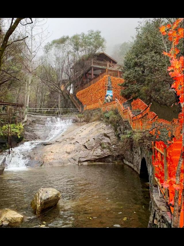 石家莊周邊｜阜平天生橋秋色絕了！雨中仙境美到窒息