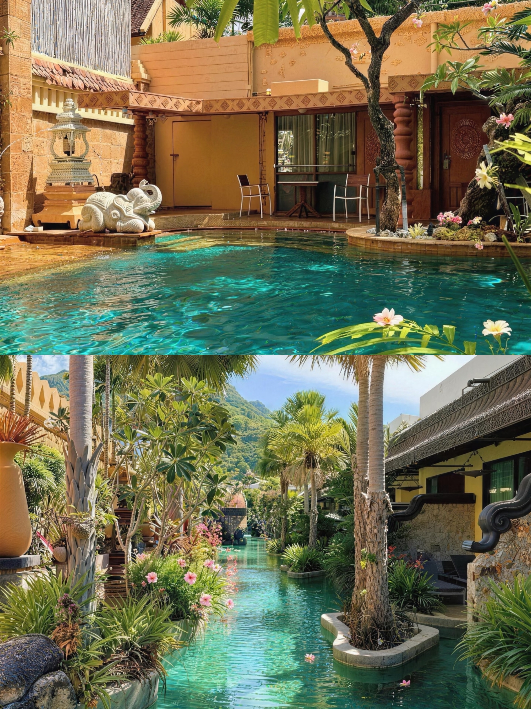 Highly recommend this hotel in Phuket! 😍✨ Absolutely stunning Thai-style garden hotel, truly beautiful 😍  
During the day, it feels like a natural filter from a comic book, and at night, you can see starry skies and a starry pool everywhere ✨

✔️ Exotic atmosphere ✔️ Starry pool ✔️ Direct pool access rooms ✔️ 100% photo-worthy 📸  
📍 Kata Beach, Phuket, Thailand

🚗【Transportation】  
▪️ About 1 hour drive from Phuket International Airport 🚙  
▪️ 10-15 minutes walk to Kata Beach, night market, and 7-11; motorbike rentals available nearby 🛵  
▪️ Hotel offers free shuttle service to Kata Beach 🚐

🏨【Stay Experience】  
1️⃣ Classic Thai architecture, full of exotic charm 🏞️! Decorated with ancient Thai sculptures and exquisite artworks, surrounded by lush gardens and ponds, the environment truly feels like a world apart 🌿

2️⃣ The starry pool is breathtakingly beautiful ✨! At night, the star lights on the pool floor and roof light up, making you feel like you’re in the galaxy 🌌. It’s quiet with few people, perfect for photos! The hotel has multiple pools, and the direct pool access rooms are super convenient—you can jump into the water right from your door 🏊‍♀️

3️⃣ Rooms are full of Thai style, with some recently renovated 🛏️! Options include cabana suites with direct pool access, villas with private soaking tubs, and lagoon view rooms with excellent views 👀

4️⃣ Bathrooms are clean 🧼 with separate wet and dry areas 🚿! Guests enjoy a buffet breakfast 🍽️ with a wide variety of options, which can be enjoyed by the pool or in the restaurant ☕

5️⃣ Warm service ❤️, staff are very gentle, some can speak basic Chinese for smooth communication, and everyone greets you with a smile 😊