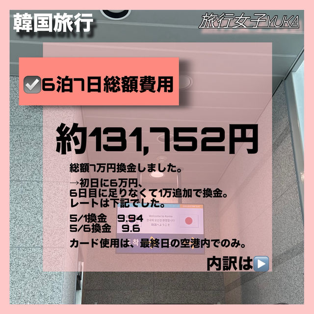 🇰🇷韓国6泊7日女子2人旅行「スケジュールと費用公開」