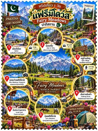 When it comes to places as beautiful as if straight out of a fairytale, Fairy Meadows in northern Pakistan takes the crown. This breathtaking natural wonderland boasts lush green meadows, wooden cabins nestled in pine forests, and the majestic Nanga Parbat mountain range with its snow-capped peaks. It's a dream destination for travelers and mountain lovers alike. 💚✨

🌲 The Charm of Fairy Meadows

Upon arrival, you'll find vast meadows surrounded by pine forests and towering mountains. The atmosphere is tranquil, the air is pure, and the scenery changes with the natural light – from the morning sun illuminating the snow-capped peaks to the evening light painting the mountains in golden hues. Every moment is enchanting and perfect for capturing memorable photos. 📸🏔️

⛰️ Unmissable Highlights

🚙 1. The Adventurous Journey to Fairy Meadows
The journey begins at Raikot Bridge, followed by a local jeep ride on a winding and challenging mountain road before continuing on foot to the meadow. The jeep route is steep and dangerous in some sections. Therefore, it's advisable to use an experienced local driver.

🥾 2. Hike through Tattu Village
The hiking trail through pine forests and mountainous terrain offers an opportunity to get up close and personal with nature. Along the way, you can enjoy stunning views of valleys and mountain ranges. Suitable for those who enjoy hiking, but be prepared physically and with appropriate footwear.

🌿 3. Admire the Lush Green Meadows
Fairy Meadows is a perfect place for walks, photography, and relaxation amidst nature. It features rustic cottages and accommodations, offering a warm and inviting atmosphere, a departure from city living.

🏔️ 4. See Nanga Parbat
One of the most memorable moments of the trip is seeing Nanga Parbat, or "Killer Mountain," which stands approximately 8,126 meters tall. This massive mountain range towers over the meadows, making the view particularly grand and impressive.

☕ 5. Relax and Enjoy Local Food
After your hike, you can stop at a local accommodation or restaurant, sip hot tea while admiring the mountains – a simple yet blissful moment. Perfect for those who want to escape the hustle and bustle and slow down for a day.

💚 Trip Highlights:

Fairy Meadows is not just about stunning scenery; it also offers a true sense of peace and closeness to nature. The imagery of lush green meadows, charming wooden houses, and snow-capped mountains in the background creates a unique and memorable experience. It's ideal for travelers who love mountains, adventure, and nature photography.

📌 Things to Know Before You Go:

· Although planned as a day trip, the round trip to Fairy Meadows involves considerable time and hiking, so it's best to start early and check the route beforehand.
· For a more relaxed trip, consider staying overnight at Fairy Meadows to fully enjoy the sunrise and mountain views.
· Jeep and hiking trails are hazardous; check weather conditions and safety before traveling.
· Be prepared with warm clothing, hiking boots, water, and any necessary medications.

🇵🇰✨ Summary: Fairy Meadows is one of Pakistan's most captivating natural destinations. It's perfect for those who want to experience the grandeur of the Himalayas and Karakoram Mountains in a valley meadow setting. While the journey requires effort, the views are well worth the unforgettable experience.

#FairyMeadows #PakistanTravel #NangaParbat #MountainTrip #NatureTrip #Hiking #InternationalTravel #TravelReview #DayTrip #NatureLovers 🏔️🌲📸