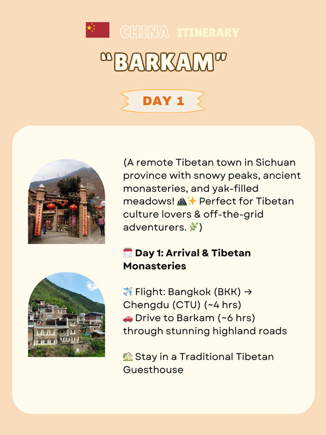 Barkam itinerary 