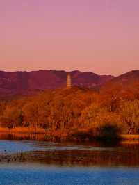 1204頤和園日出，西山橘紅像七彩丹霞