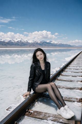 青海 · 茶卡鹽湖｜我穿黑皮衣去踩鏡子了