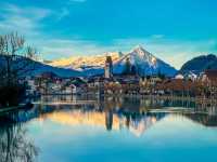 Golden Rays at Interlaken: A Marvel of Light and Snow