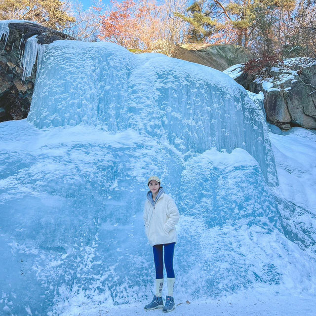 겨울에만 볼수있는 풍경! 녹기전에 가보세요 사패산 원각폭포❄️