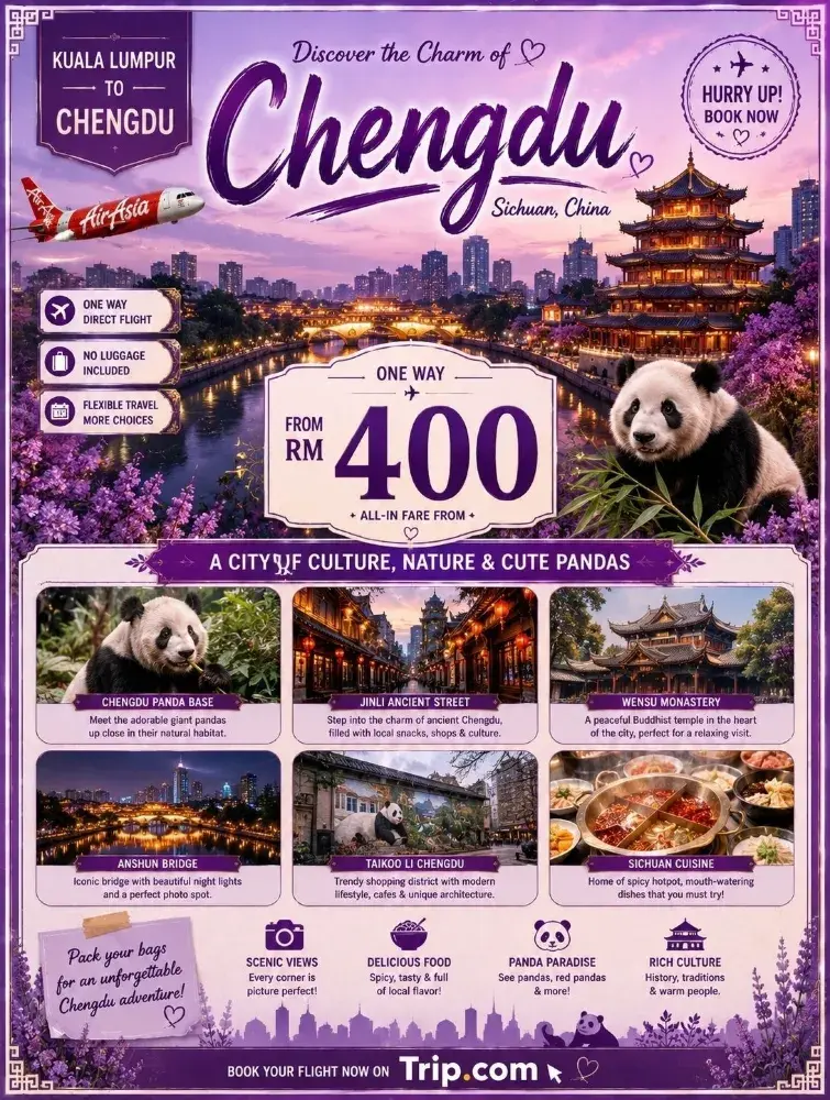 🇨🇳 中國成都 — RM400 起 ✈️🐼