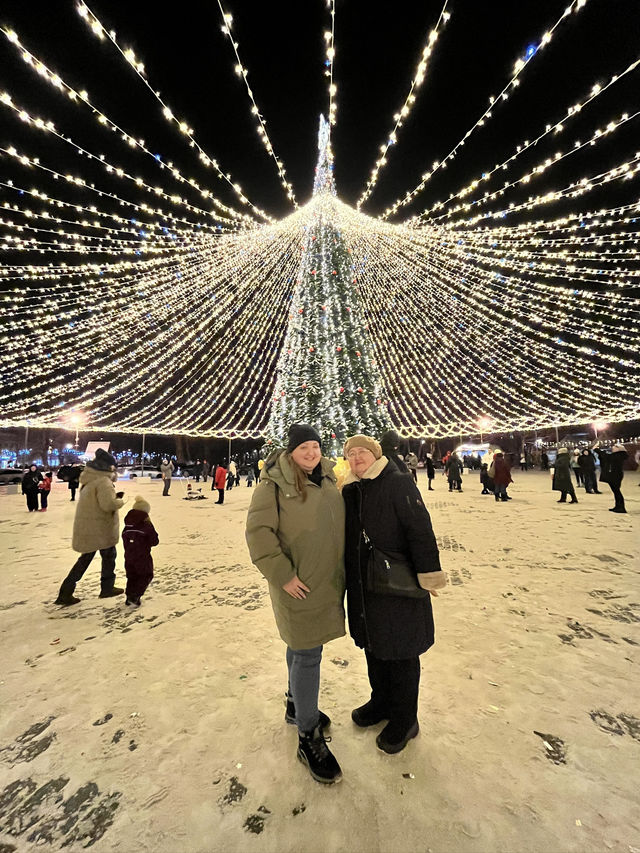 Christmas walking in the old town, Vyborg