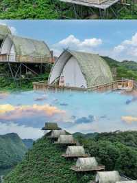 廣西，最美懸空帳篷露營地出現了，一定要來體驗。