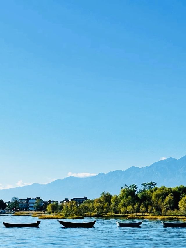 洱海的海舌公園，一隅靜謐，滿目蔚藍詩意，不用加濾鏡的美…