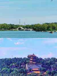 雖熱但美！沿著昆明湖看頤和園 從紫竹院公園北門入園，右轉五十米處，我們在皇家御河遊船碼頭登船了。原本