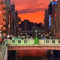 우와! 오사카 첫날에 이런 석양을 보다니… 심지어 폭우 뒤에! 🌅