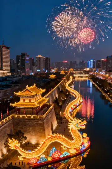Chang'an Sleepless Night｜On New Year's Eve, I encountered a millennium-crossing lantern festival at the Xi'an City Wall