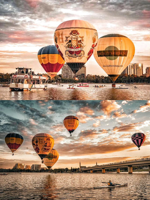 在澳洲乘熱氣球俯瞰坎培拉城市全景