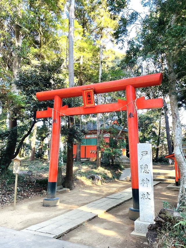 【鹿島神宮北の一之鳥居と戸隠神社/茨城県】神戸森に佇む朱塗りの鳥居