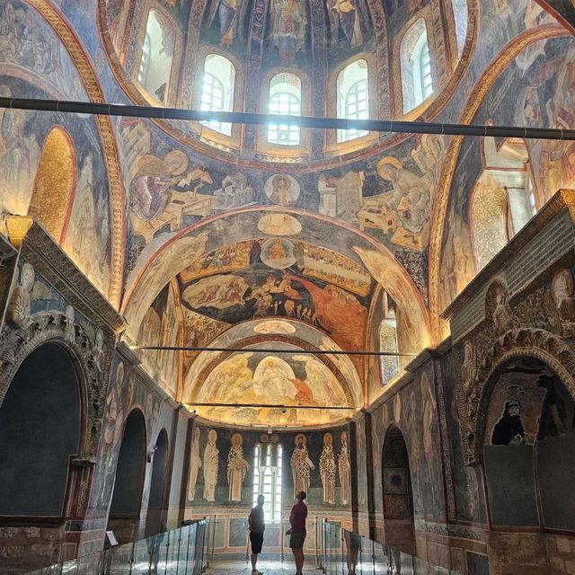 Looking at mosaics and frescoes in Kariye Mosque