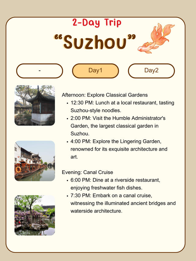 Suzhou itinerary for 2 Days 