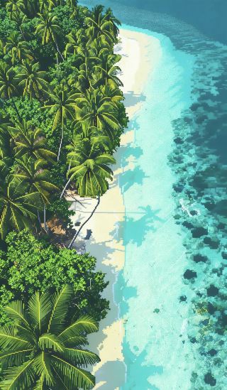 モルディブ神仙サンゴ島｜インド洋に落ちるブルートーンの夢《ピクセル版》