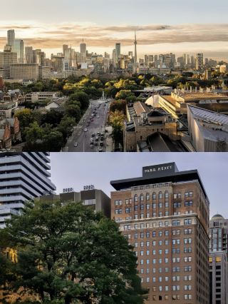 so i was in toronto recently and stayed at the park hyatt in yorkville. mostly because it’s literally next to the royal ontario museum and the university of toronto. absolute heaven for history geeks like me.

the building has this 1936 old soul but they gave it a massive facelift. as a design student, i was basically staring at the details the whole time. very lowkey luxury. no loud gold-plated nonsense. just walnut wood, matte black bronze, and navy blue velvet. feels like you're walking into a very wealthy art curator’s private house. there's this bronze sculpture called Mixer at the entrance which is quite cool.

my room had this huge window looking out at the ROM dome and CN tower. super cosy. they have le labo toiletries (bergamote 22, smelled amazing).

but the highlight was definitely the writers room on the 17th floor. apparently margaret atwood used to hang out there. it has this double-sided fireplace and old fountain pens on display. i had a white negroni out on the terrace. looking at the cn tower lit up while drinking was a major vibe.

oh, they don't have a pool. which is great for me because i can't swim anyway. they have a spa but i just drank my negroni and pretended to be a famous 1930s author.