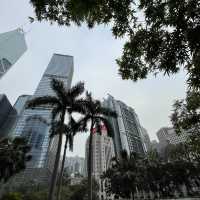 Charter Garden, the green space which surrounded by the Hong Kong iconic skyscrapers 