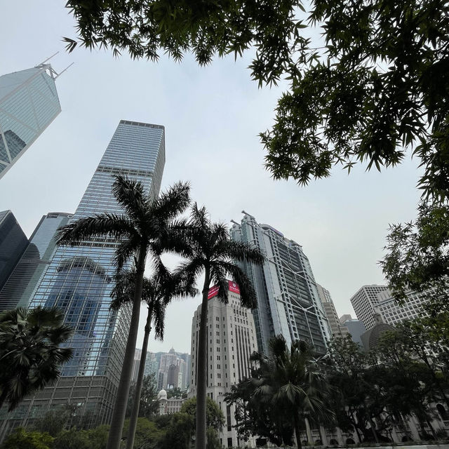 Charter Garden, the green space which surrounded by the Hong Kong iconic skyscrapers 