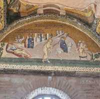 Looking at mosaics and frescoes in Kariye Mosque