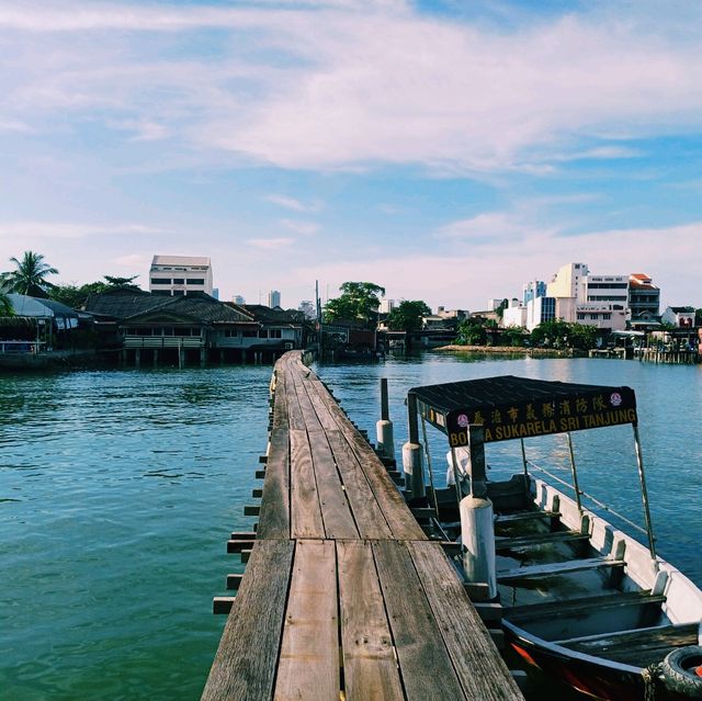 馬來西亞檳城喬治城標誌性特色景點:姓陳橋，海上木屋村落，海中獨木橋，適合拍照📸打卡
