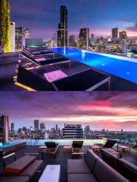 在頂樓泳池邊看日落，很難不心動|曼谷酒店