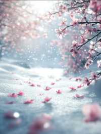 Midjourney | 冬日雪境中的粉色倔強