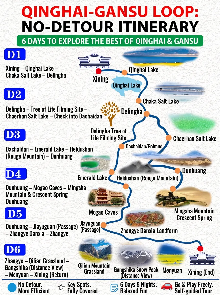 No backtracking! Efficient 6-day full itinerary for Qinghai and Gansu