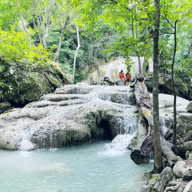 Emerald Erawan Waterfall outside Bangkok