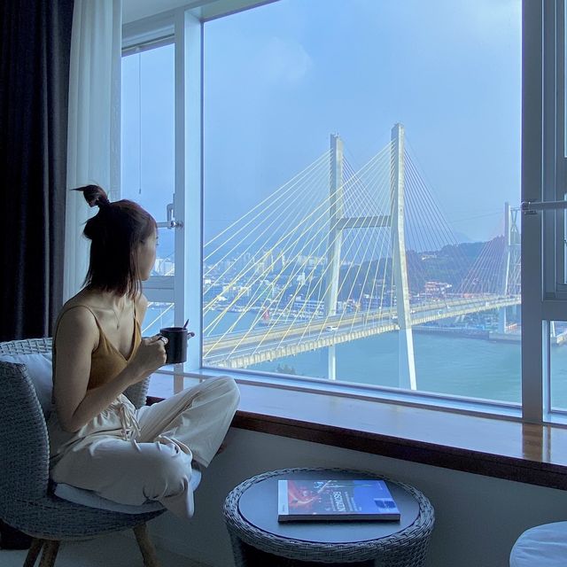 거북선대교가 한 눈에 보이는 여수 호텔 헤이븐