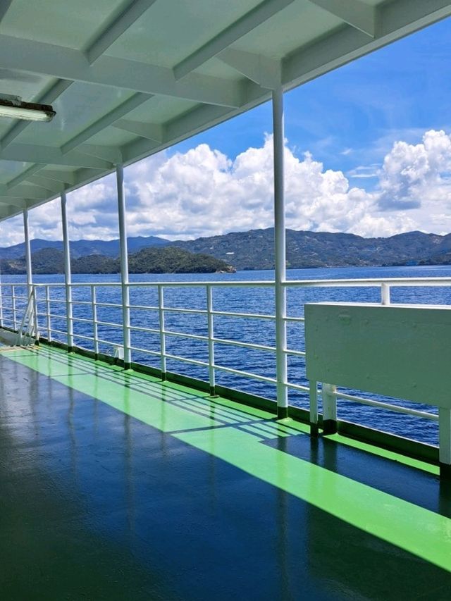 【宇和島運輸フェリー:愛媛県八幡浜港→大分県臼杵港行】快晴に白い雲と青い海が輝く✨