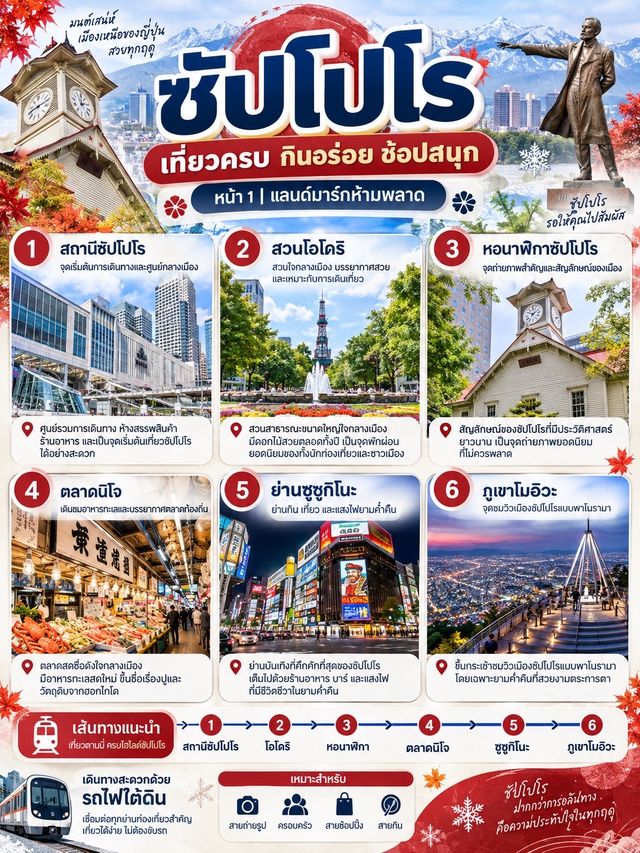 🇯🇵❄️ เที่ยวซัปโปโรด้วยรถไฟใต้ดิน วางแผนง่ายใน 1 วัน! 🚇✨