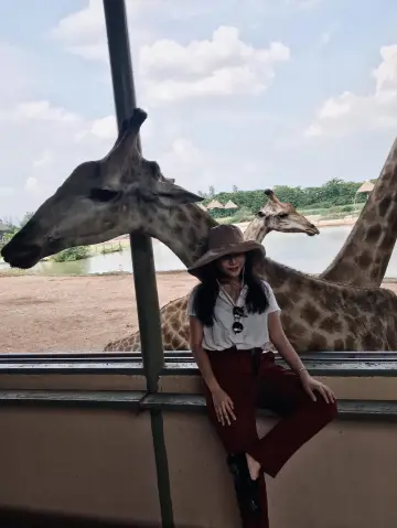 長頸鹿伸長脖子來自拍！Safari World比想像中還好玩！