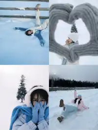 提前存下雪地拍照姿勢，去北海道用得上