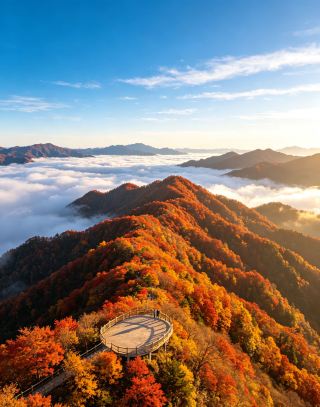 한 잎의 단풍으로 가을을 느끼며, 광무산의 다채로운 산야 풍경 속으로