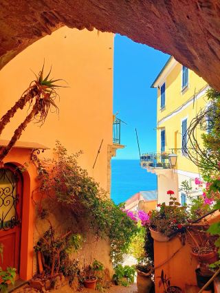 This is Cervo, a seaside town in the Province of Imperia, Liguria, Italy! It is hidden in Italy