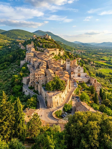 アッシジ：イタリア中部の美しい中世の山街、聖フランシスコの故郷