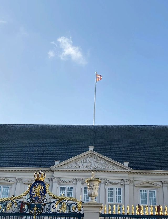 荷蘭女王宮殿前無人守衛，小販就在路邊擺攤