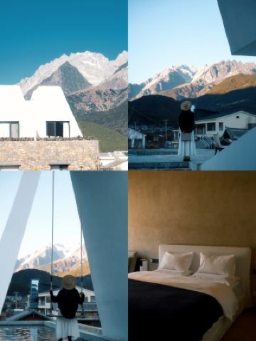 Недавно открывшийся роскошный гостевой дом в Юлуне с потрясающим видом на заснеженные горы прямо с потолка.