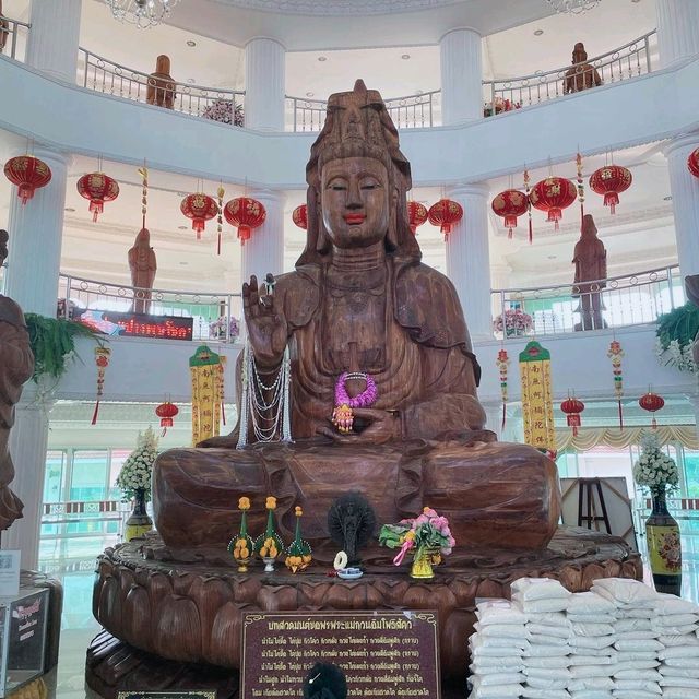 Amazing white Buddha statue with snake 